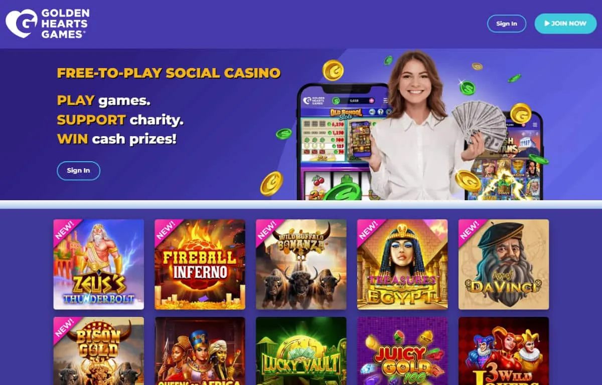 Golden Hearts Games website homepage