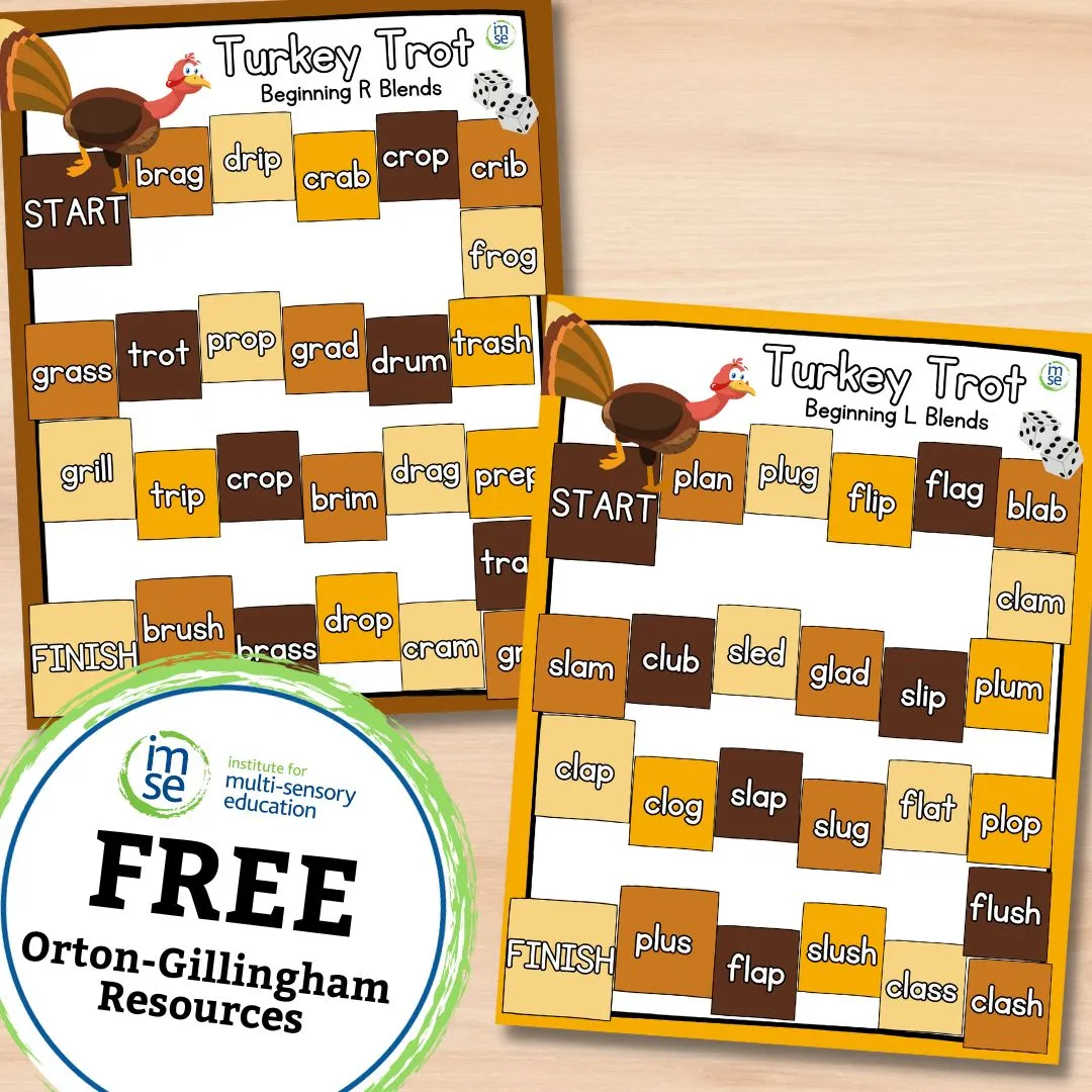 Turkey Trot Beginning Blends Freebie