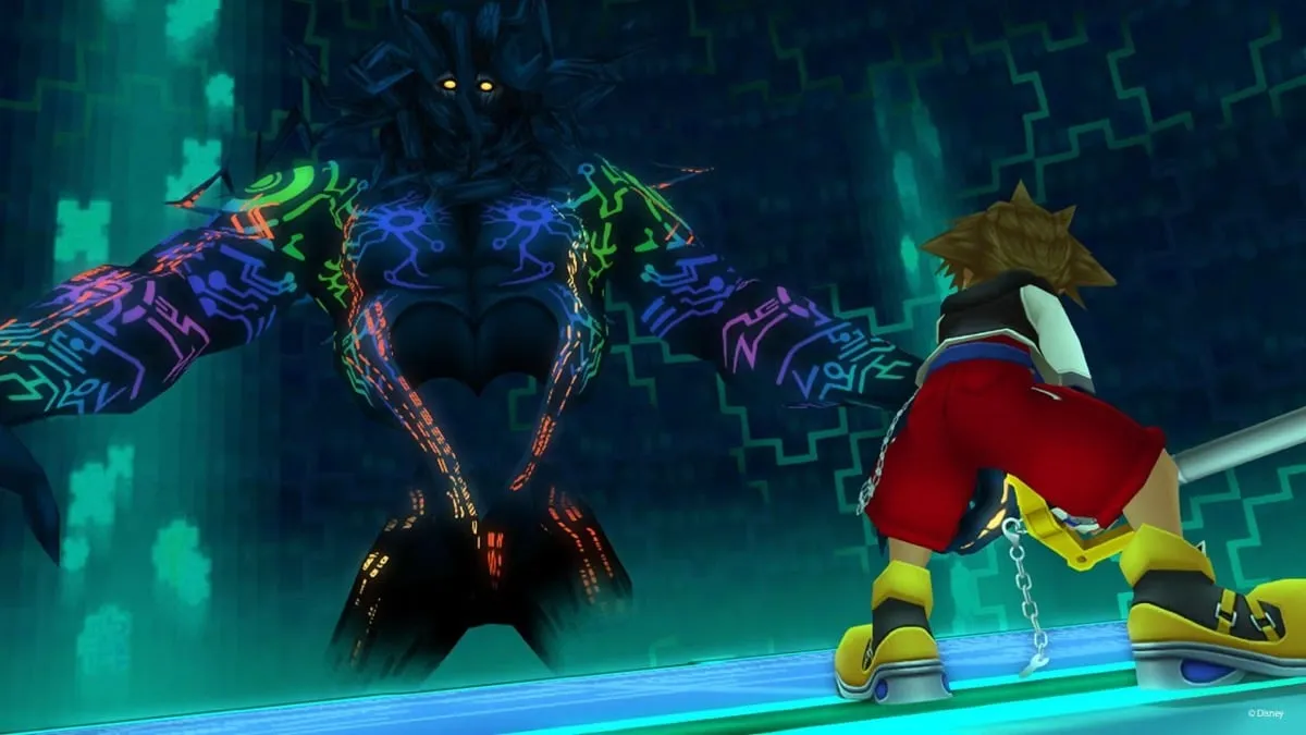Sora fights a Heartless boss in &ldquo;Kingdom Hearts Re: Coded&rdquo;