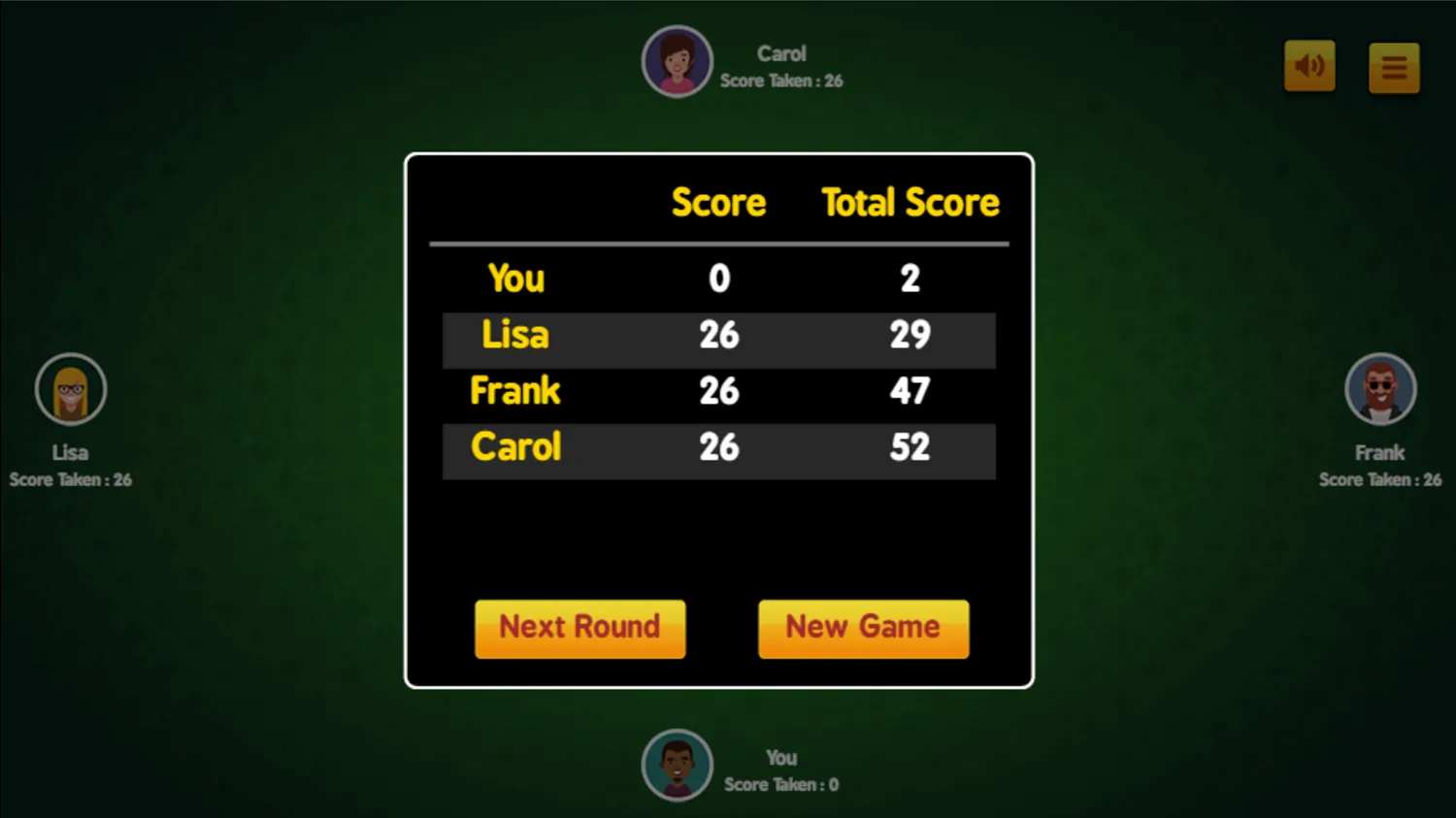 Hearts Card Game Shooting the Moon Screenshot.